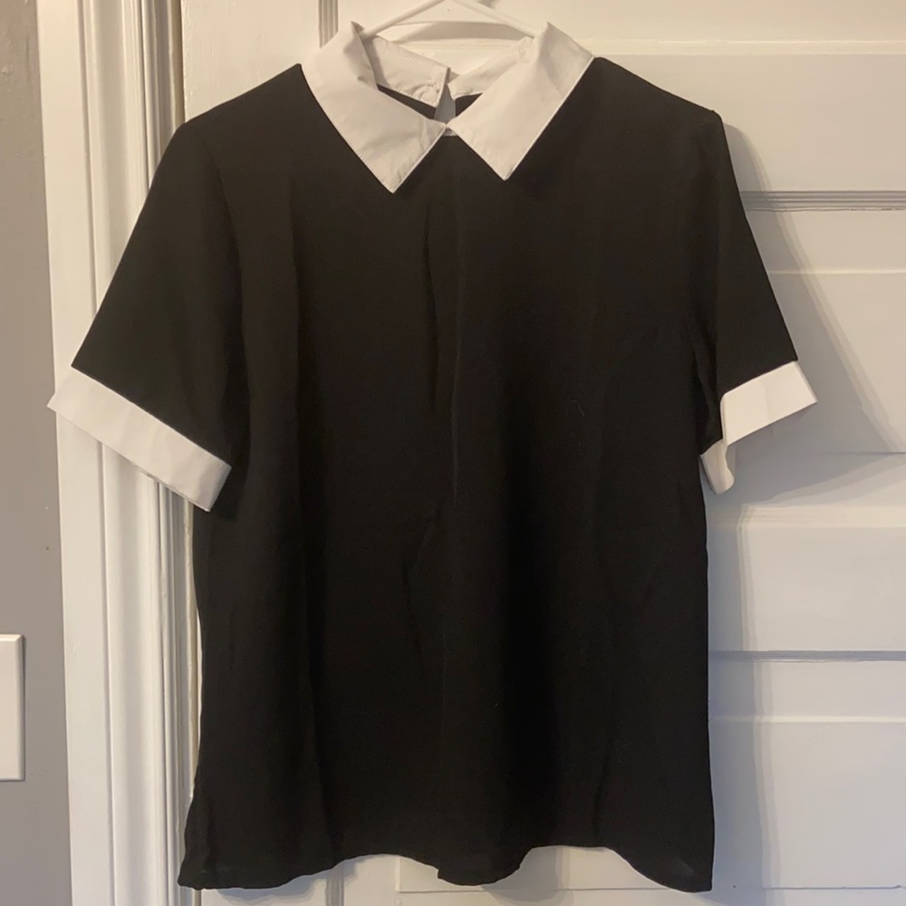 SHEIN black and white collard blouse